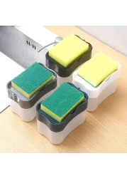 Manual Press Dish Soap Dispenser with Sponge Holder Box &ndash; Kitchen Pump Liquid Soap Dispenser for Bathroom &amp; Kitchen Use, Convenient Soap and Sponge Storage