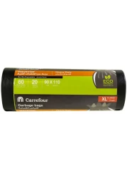 Carrefour 60 Gallon Wavetop Oxo Bio-Degradable Black Extra Large 20 Garbage Bags
