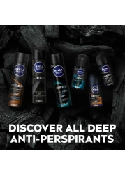 NIVEA MEN Antiperspirant Spray for Men DEEP Black Carbon Espresso Scent 150ml Pack of 3