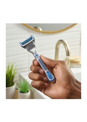 Gillette Skinguard Sensitive Razor Handle With 2 Blades Silver 3 PCS