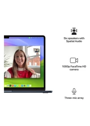 ابل ماك بوك إير 15 بوصة، 8 جيجابايت رام، 512 جيجابايت SSD، سماء الليل (شريحة M3، وحدة معالجة مركزية 8 أنوية ووحدة معالجة رسومات 10 أنوية، لوحة مفاتيح إنجليزية، MRYV3ZS/A)