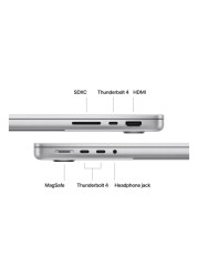 Apple MacBook Pro 14 Inch, 8GB RAM, 512GB SSD, Silver (Apple M3 Chip, 8-Core CPU And 10-Core GPU, English/Arabic Keyboard, MR7J3AB/A)