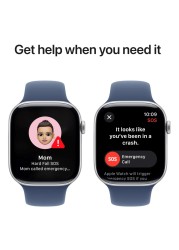 Apple Watch Series 10 GPS 42mm Silver Aluminum Case With Denim Sport Band - Medium / Large