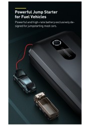 1000A UltraSafe Car Battery Jump Starter, 12V Battery Pack, Portable Charger with Jumper Cables for 4.0L Gasoline & 2.5L Diesel Engines, Built-in 10000mAh Power Bank, Compact & Reliable.