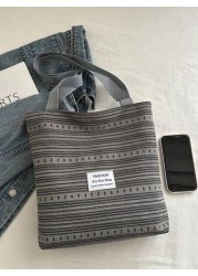 Korean Style Retro Casual Work Tote Bag For Women 2025 New Fashionable Canvas Satchel Shoulder Bag