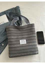 Korean Style Retro Casual Work Tote Bag For Women 2025 New Fashionable Canvas Satchel Shoulder Bag