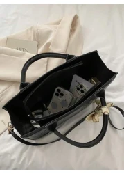 Versatile Women s Handbag With Scarf 2024 Summer New Commuting Tote Bag Shoulder Crossbody Chic Small Square Bag With Plaid Scarf Mark