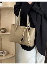 حقيبة كتف نسائية عالية الجودة ذات لون أحادي الخفيفة الوزن، متعددة الاستخدامات، ذات طراز راقي جديد