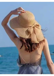 Beach Letter Theme Yellow Flax Brown Handbag Plus A Small Bag With A Hand Rope And A Bow Hat Bridesmaid Personalized Wedding Gift Bag Travel Storage Bag Cosmetic Storage Bag Coin Purse Direct Storage