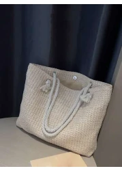 Woven Large Capacity Tote Bag Lightweight Shopping Shoulder Bag Summer Handbag Perfect For Travel Summer Women Bags For Vacation Holiday School Bag Large Capacity Portable For Teen Girls Women College