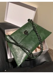 Fashionable And Elegant Street Vacation Solid Color Chain Vintage Tote Envelope Shoulder Bag Versatile For Shopping And