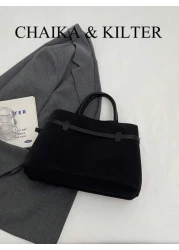 1pc Women Suede Fabric Tote Bag Vintage Casual Large Capacity Handbag With Magnetic Closure Belt Decor Dual Handles Design Suitable For Travel Shopping Dating Gifts For Teenage Girls College Students