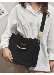 Large Capacity Canvas Tote Bag With Multiple Pockets For Casual Use Simple Canvas Tote Bag Wide Strap Crossbody Bag Multi Pockets Handbag for Travel