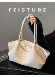 1 قطعة، حقيبة يد نسائية ذات سعة كبيرة من جلد البو المقنع بنقش العنب البري ، ديكور حزام ، مادة من البولي يوريثان