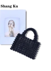 French Fashion High End Handmade Beaded Woven Hollow Mulberry Bead Handbag