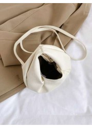 Mini Bucket Bag PU Litchi Embossed White Elegant