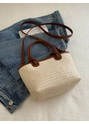 حقيبة تسوق ذات كتف واحد محبوكة 2025 للنساء، سعة كبيرة للأعمال اليومية والشاطئ والعطلات