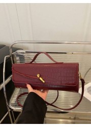 1 Pc Fashion Classic Versatile Daily Commuting Style Solid Color Crocodile Pattern PU Leather Long Strip Flip Style Women s Handbag Suitable For Daily Commuting Daily Clothing Matching And Giving Gift