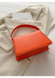 New Orange Ladies Solid Color PU Small Square Bag Simple And Stylish Handbag For Going Out And Versatile
