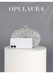 OpulAura Luxury Women s Sparkling Crystal Embellished Mini Box Clutch Bag Glamorous Rhinestone Evening Handbag Suitable For Formal Events Party Wedding With Detachable Chain Tready Party Bags Perfect