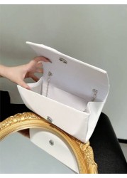 Women s Elegant Bow Knot Flap Clutch Evening Bag Formal Party Handbag Genuine Leather Wedding Purse Romantic White Bridal Bag Envelope Chain Shoulder Bag Ballroom Dance Crossbody Bag Valentines Perfec