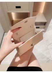 An Elegant Classic Pleated Design Evening Bag Romantic Faux Pearl Party Clutch Bag Luxury Satin Formal Dress Bag Flap Clutch With Chain Strap For Prom Perfectly Matching With New Years Outfit Excellen