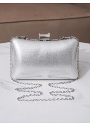 Rhinestone Embellished Evening Clutch Handbag Women s Shoulder Crossbody Chain Bag Square Mini Party Purse Glamorous Rhinestone Bag