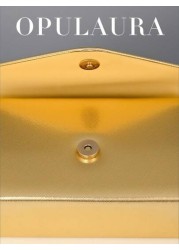 OpulAura Women Luxury Leather Flap Clutch Handbag Formal Party Purse With Metallic Shiny Finish Elegant Evening Bag For Gowns Weddings Formal Events