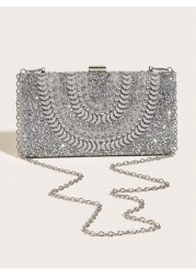Handcrafted Glitter Rhinestone Embedded Evening Clutch Bag Party Bag Cosmetic Bag Shoulder Strap Crossbody Chain Bag Fashion Handbag