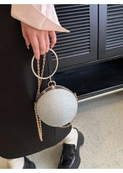 Fashion Shiny Ball Party Clutch Bag Chain Shoulder Crossbody Bag For Women Party Bag Perfect For Party Wedding Prom Dinner Banquet Matching With Holiday Party Dress Evening Dress Sequin Dress