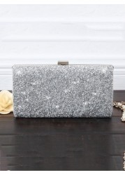 Glitter Bling Shiny Glamorous Elegant Exquisite Small Box Bag Rhinestone Decor Glamorous Funky Rhinestone Mini Bag Star Women Ladies Lover Prom Party Bride Bag Wedding Dinner Bag Evening Bag Rhineston