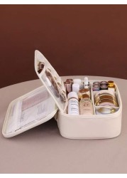 1pc Detachable Multi Layer Divided Makeup Bag Large Capacity Portable PU Waterproof Cosmetic Case Removable Makeup Brush Bag Lipstick And Skincare Products Travel Organizer Pouch Makeup Travel Toiletr