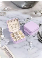 1pc Portable Travel Jewelry Box Mini PU Earring Ring Storage Case Minimalist Makeup Organizer Box Detachable Jewelry Display Tray Multifunctional Desktop Storage Box For Rings Pendants Earrings Neckla