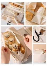 1pc New Fashionable Cute Travel Toiletry Bag Cosmetic Organizer Bag Hanging Makeup Bag Shower Room Accessory Portable Cosmetic Storage Bag Multi Functional Wet Dry Separation Foldable Waterproof Large
