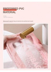 3 1pc Large Capacity Waterproof Toiletry Bag Double Layer Makeup Organizer Bag Multi Functional Travel Storage Pouch Cosmetic Brush Holder Suitable For Cosmetics Makeup Tools Skincare Products Eyebrow