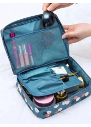 1pc Portable Travel Toiletry Bag Cosmetic Bag Large Capacity Waterproof Makeup Organizer Pouch Soft Dual Layer Cosmetic Bag Waterproof Makeup Bag Bathroom Decor Summer Makeup Organizer