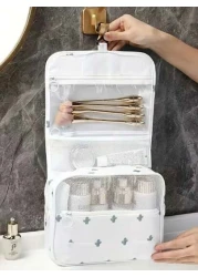 1pc Travel Makeup Bag Hanging Toiletry Bag Makeup Brush Holder Multi Functional Handbag Organizer Cosmetic Bag PVC Pouch Perfume Storage Box Makeup Organizer Essential For Summer Vacation Beach Bag Po