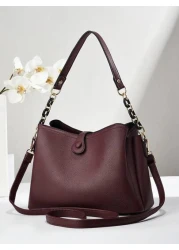 Fashion Solid Color Women s Handbag Women s Chain Crossbody Bag Anti Theft Shoulder Bag Women s PU Leather Shoulder Bag With Phone Wallet Bucket Bag Bag For Women Elegant Best Mothers Day Gifts Ever