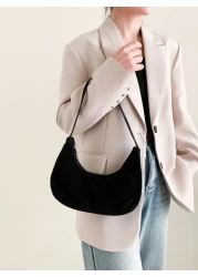 Fashion Solid Color Crescent Shaped Shoulder Bag For Women Handbags Minimalist Style Women Bag
