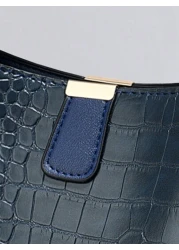 Large Capacity Lightweight Portable And Casual Fashionable Mini Crocodile Embossed Top Handle Bucket Bag Crocodile Embossed Bucket Bag Faux Leather Shoulder Bag Women s Fashion Bag