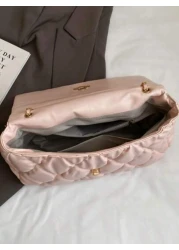 حقيبة كتف نسائية ذات حواف ناعمة ومطرزة بالماس خط لحقيبة وسادة كبيرة السعة محمولة أنيقة