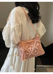 Handwoven Small Crossbody Bag For Women New Woven Shoulder Bag Niche Beach Casual Versatile Square Small Envelope Bag Fashion Crossbody Bag For Holiday Beach
