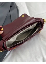 1pc Women Solid Color Matte Leather Backpack Shoulder Crossbody Saddlebag