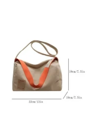 حقيبة كتف كاجوال بسيطة للنساء، واسعة السعة مع حزام قابل للتعديل، حقيبة شنطة قماش بإغلاق سحاب باللون المركب، م