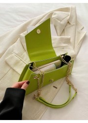 Fashionable Green Unique Shaped Chain Shoulder Bag