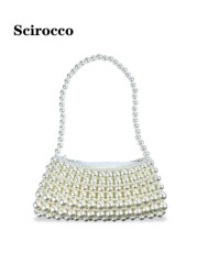Pearl Handled Large Tote Bag With Bead Detail Shoulder Bag Or Underarm Bag