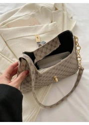 1pc Zipper Decorated With Metal Lock Floral Pattern Fashionable Versatile Casual Shoulder Bag Suitable For Women Daily Use