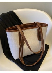 Fashionable Vintage Style Rhombus Grid Stitching Press Creased Convertible Shoulder Bag For Women Leisure Tote
