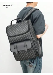 saroxi Men s Fashion Backpack Casual Dual Shoulder Backpack Korean Printed Wear Resistant Waterproof Large Capacity Travel Laptop Hiking Bag Zipper Suitable For Commute PU Black Floral Pattern Gift Fo