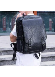 Street Style Men s PU Leather Backpack Street Inspired Design Large Capacity Comfy For Travel Business And Daily Use Hand Wash Dry Clean Safe Modern Korean Versatile Laptop Book Bag Without Battery Fo